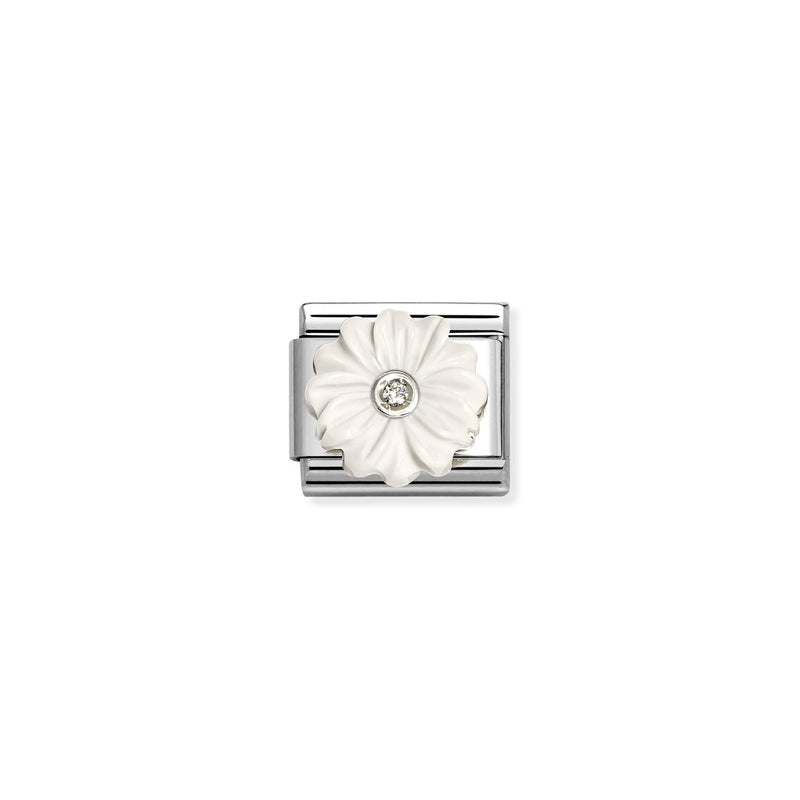 Composable Classic White Flower Link - Silver - 330512/23