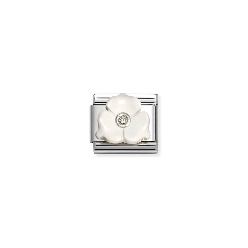 Composable Classic White 3 Petal Flower Link - Silver - 330512/24
