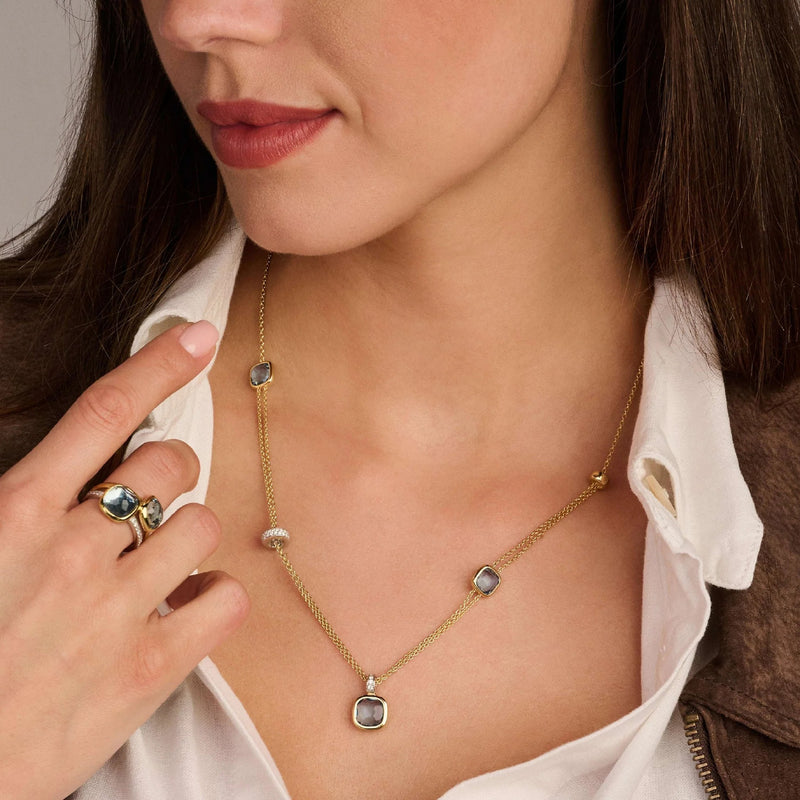 Layered Cushion Necklace - Gold - 34122TY/50