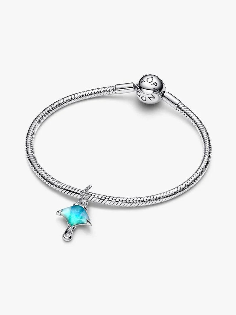 Manta Ray Dangle Charm - Sterling Silver