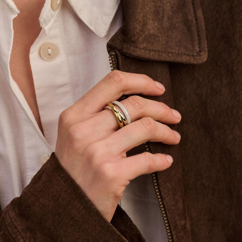 Zirconia Structure Ring, M Model - Gold/Silver - 12422ZY
