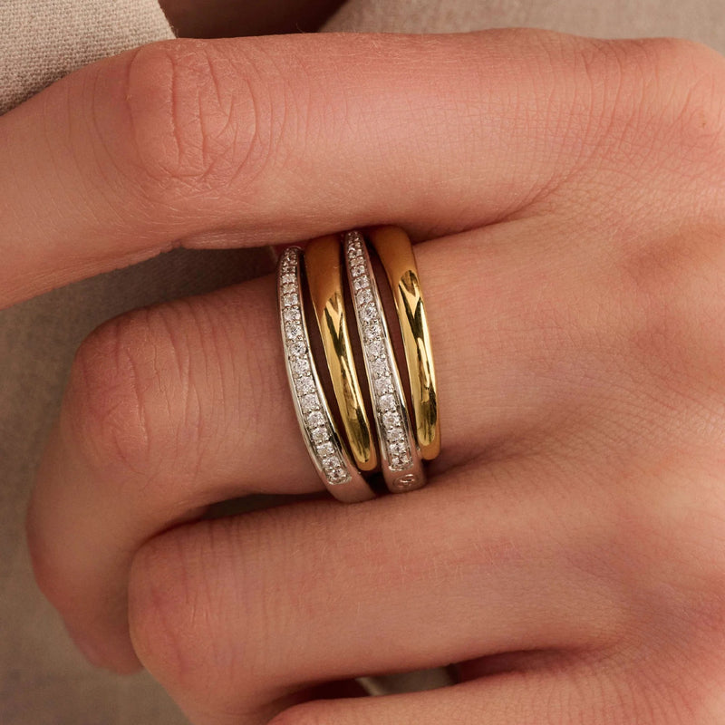 Bold Cubic Zirconia Layered Ring - Gold/Silver - 12409ZY