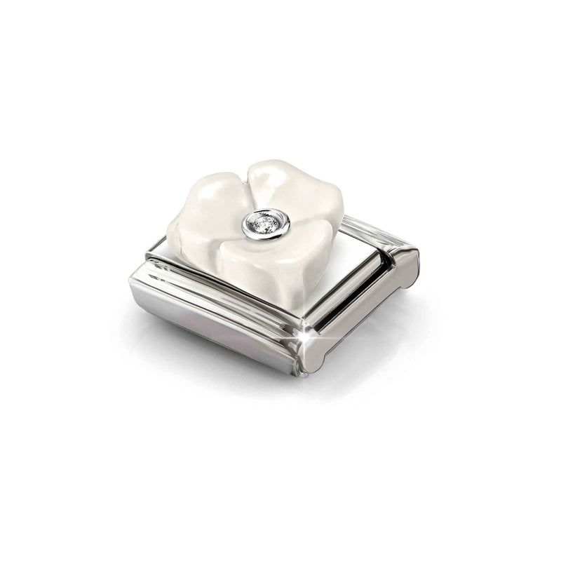 Composable Classic White 3 Petal Flower Link - Silver - 330512/24
