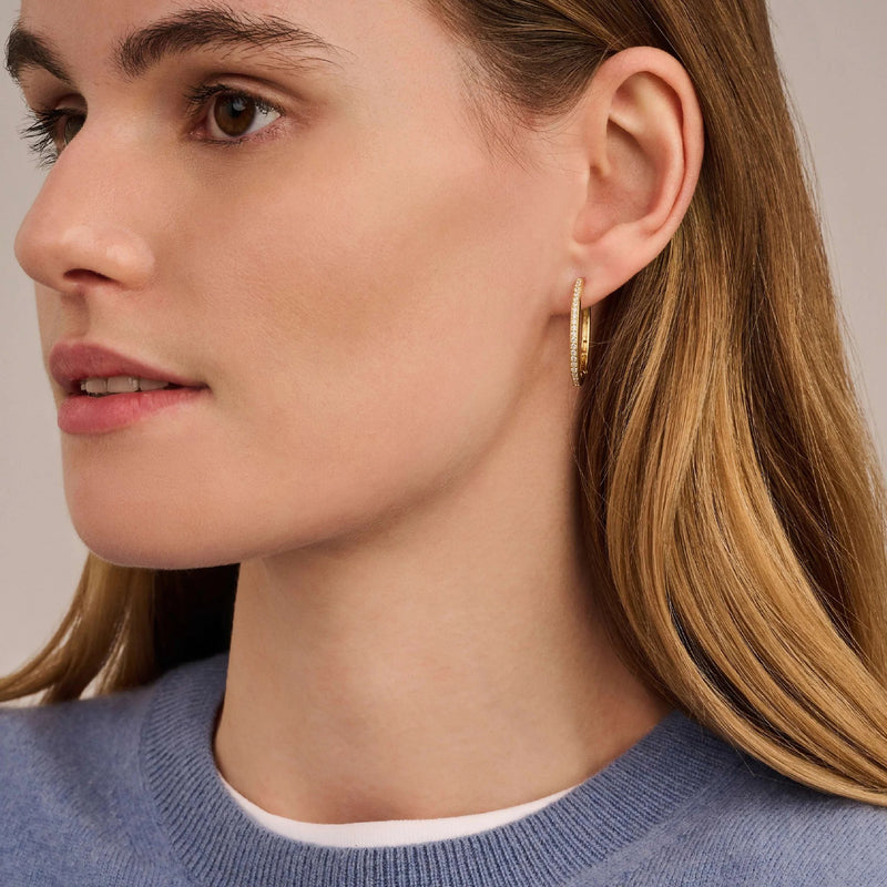 Tennis Large Hoop Earrings, 25mm - Gold - 7789ZY