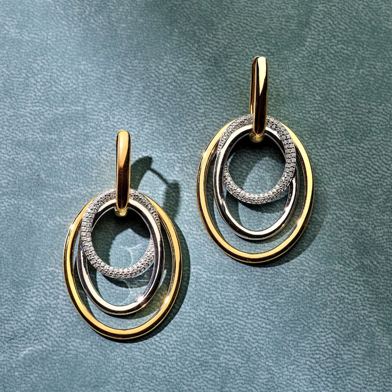 Layered Structure Hoops - Gold/Silver - 78067ZY