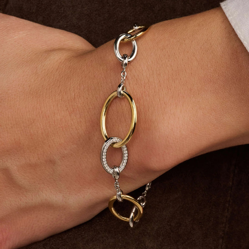 Connected Circle Bracelet - Silver/Gold - 23096ZY