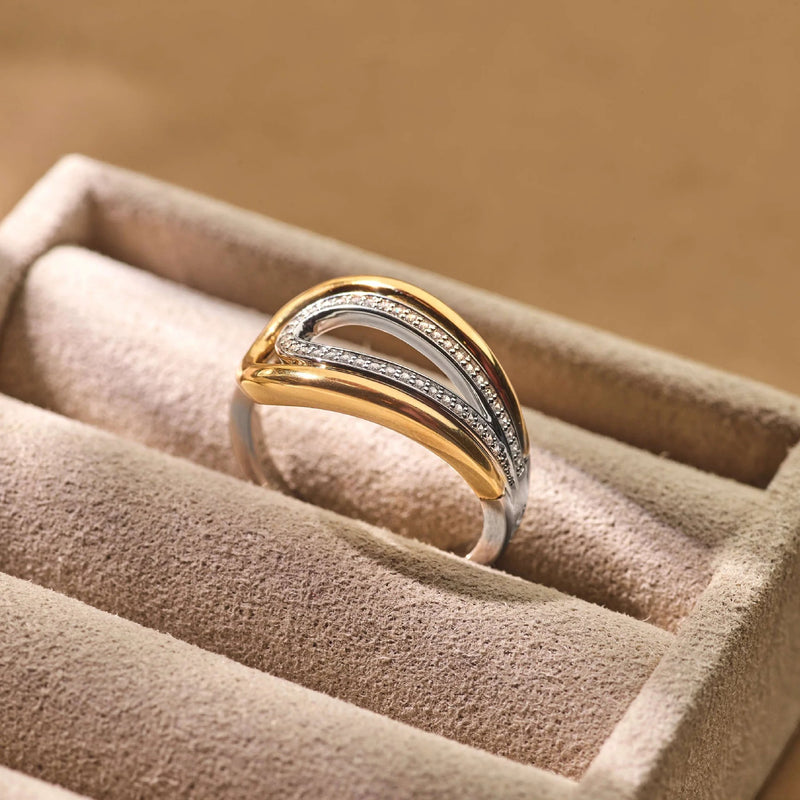 Organic Zirconia Ring - Gold/Silver - 12408ZY