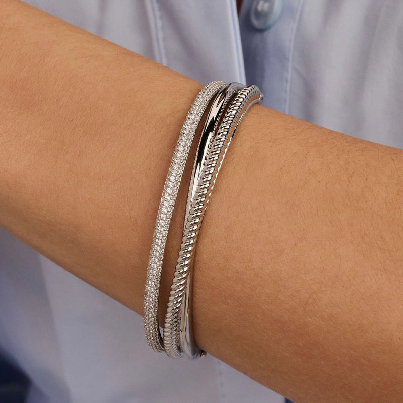 Zirconia Structure Bangle - Silver - 23094ZI
