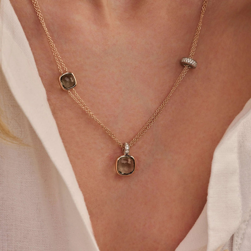 Layered Cushion Necklace - Rose Gold - 34122GR/50