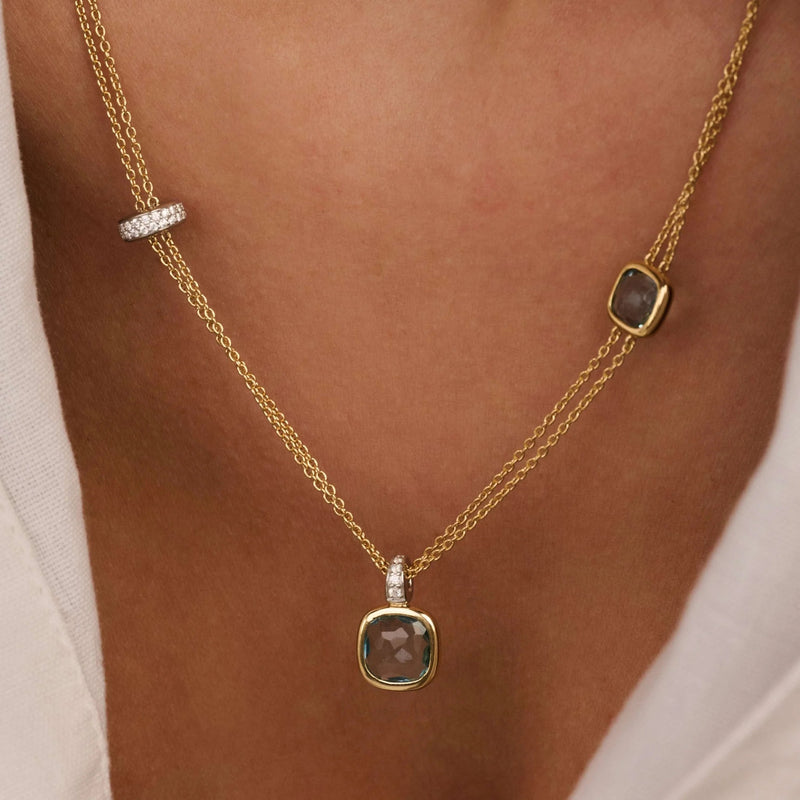 Layered Cushion Necklace - Gold - 34122TY/50