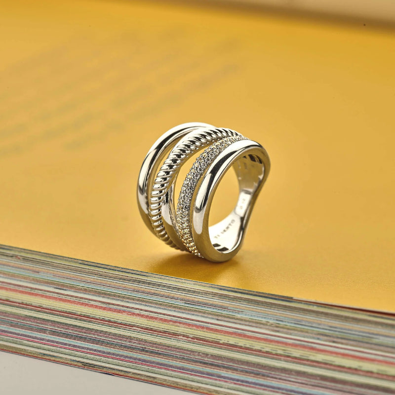 Zirconia Structure Ring (L Model) - Silver - 12421ZI