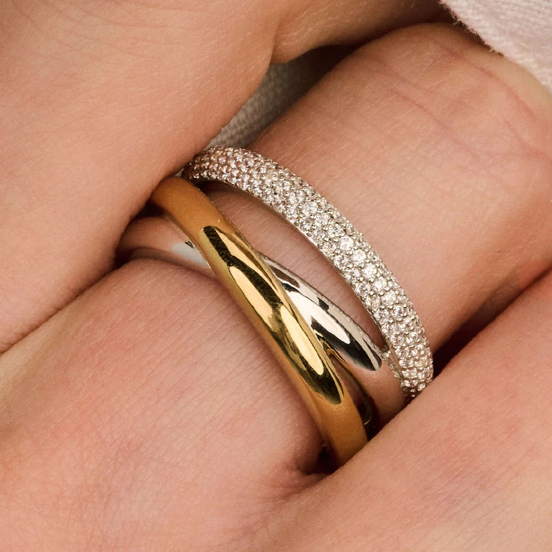 Zirconia Structure Ring, M Model - Gold/Silver - 12422ZY