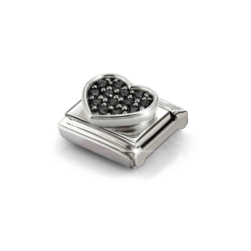 Composable Classic CZ Black Heart Link - Silver - 330322/27