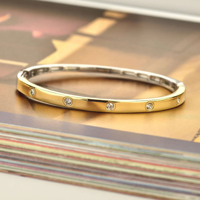 Classic Zirconia Bangle - Gold - 23089ZY