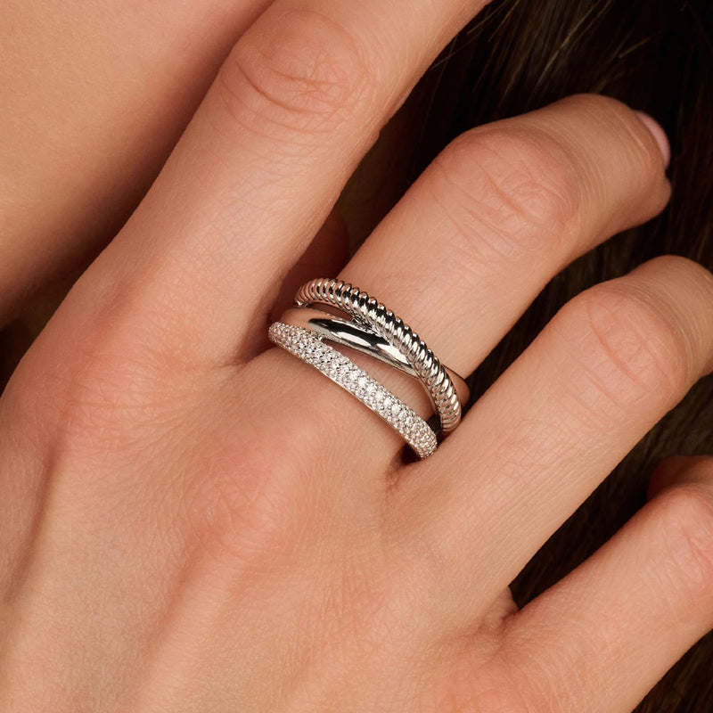 Zirconia Structure Ring (M Model) - Silver - 12422ZI