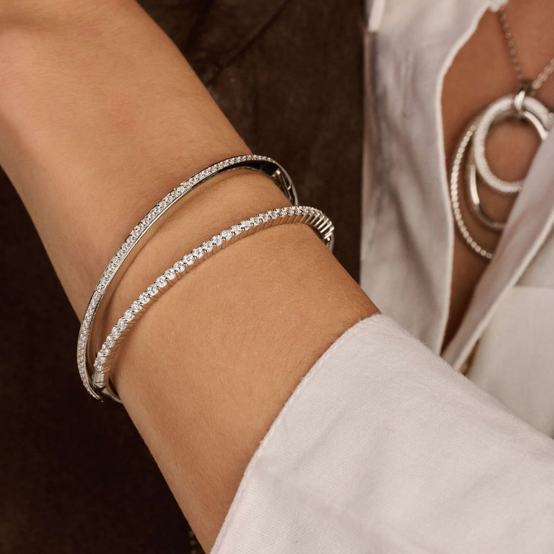 Classic Zirconia Bangle - Silver - 2889ZI