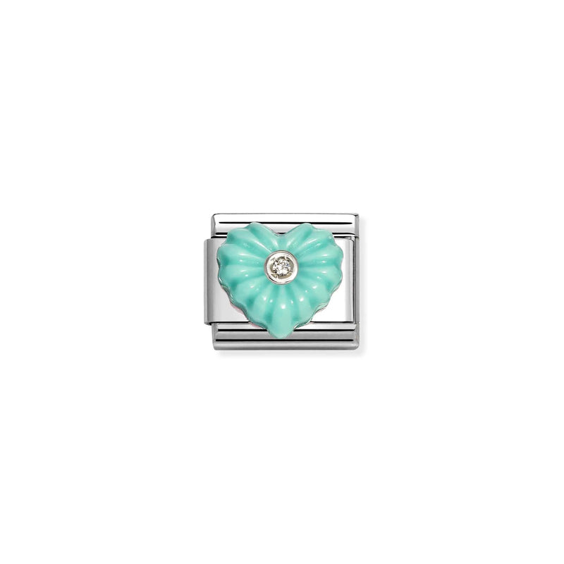 Composable Classic Turquoise Heart Link - Silver - 330512/26