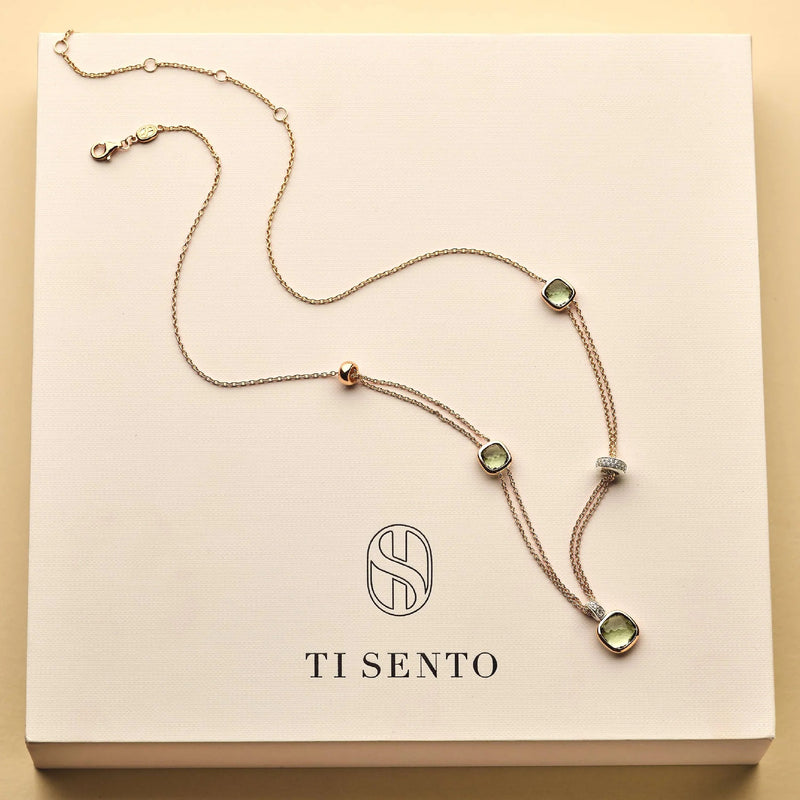 Layered Cushion Necklace - Rose Gold - 34122GR/50