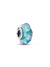 Turquoise Murano Glass & Glitter Charm - Sterling Silver