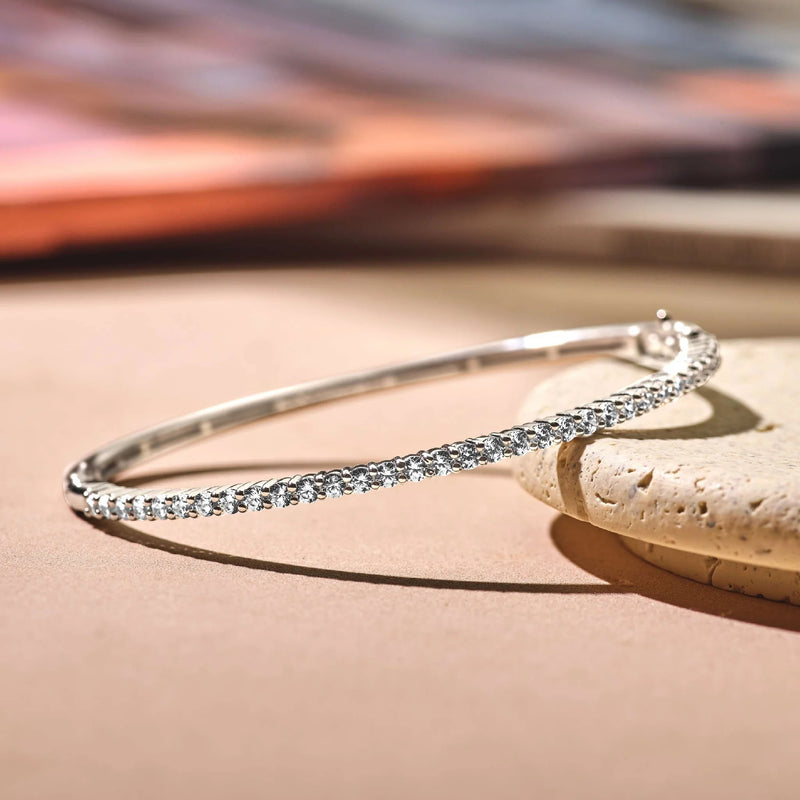 Classic Zirconia Bangle - Silver - 23097ZI