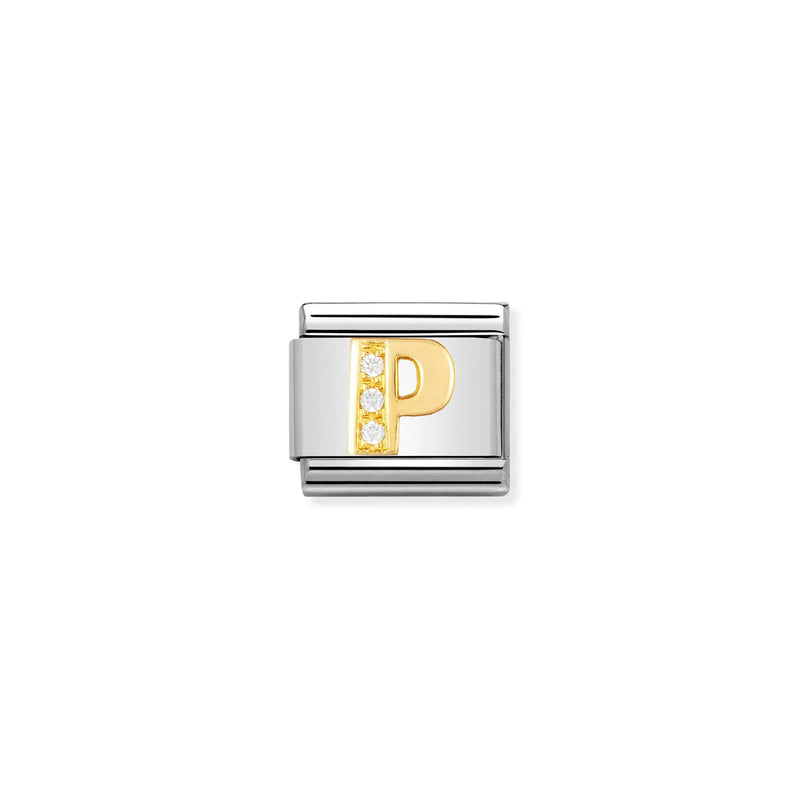 Composable Classic Letter P Link - Gold/Zirconia