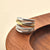 Zirconia Structure Ring (L Model) - Silver/Gold - 12421ZY