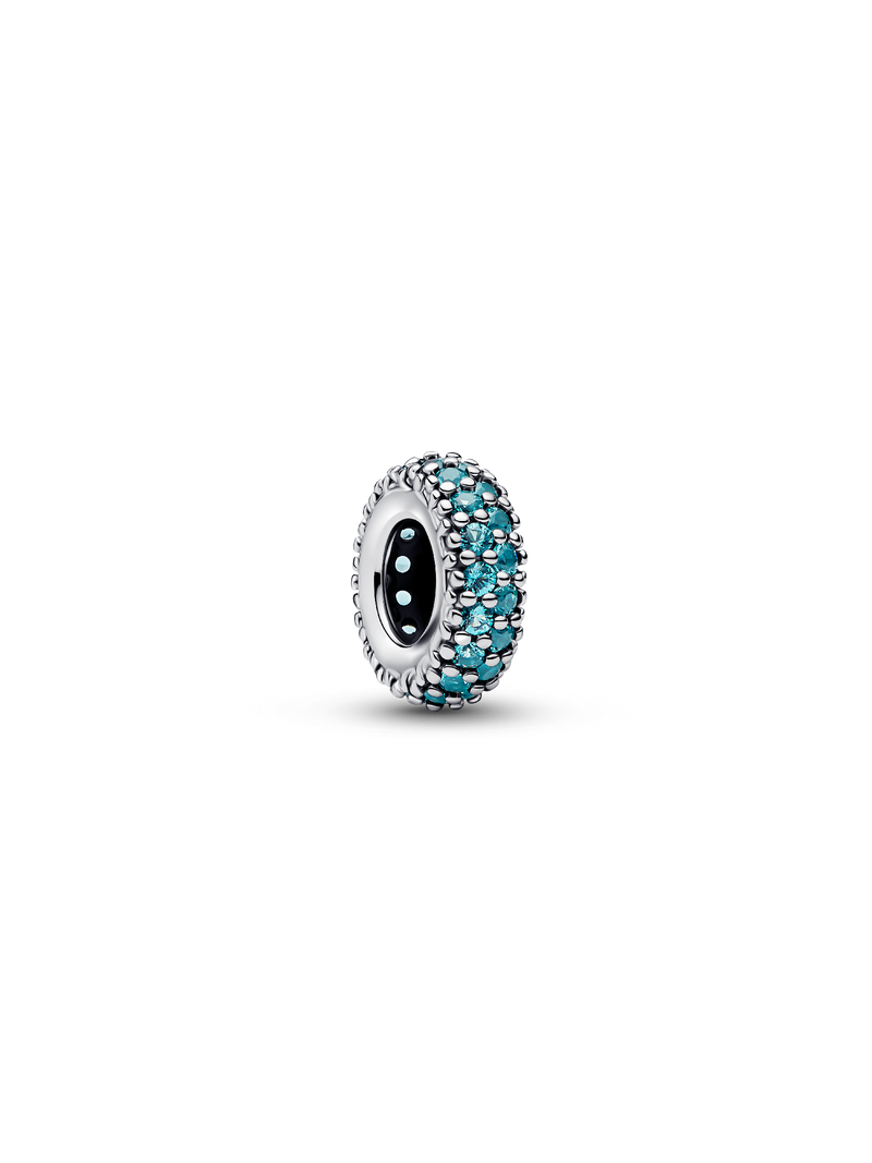 Ice Blue Stone Spacer Charm - Sterling Silver