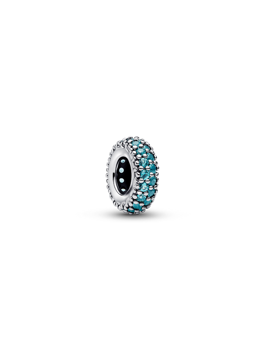 Ice Blue Stone Spacer Charm - Sterling Silver