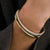 Zirconia Structure Bangle - Silver/Gold - 23094ZY