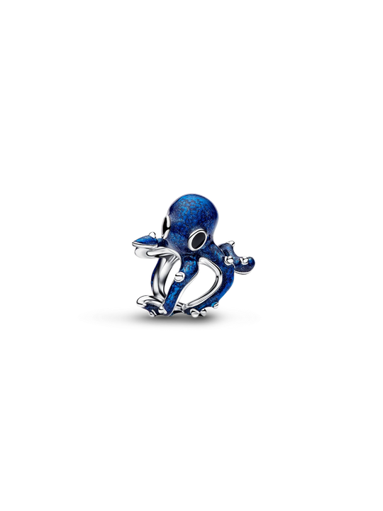 Blue Octopus Charm - Sterling Silver
