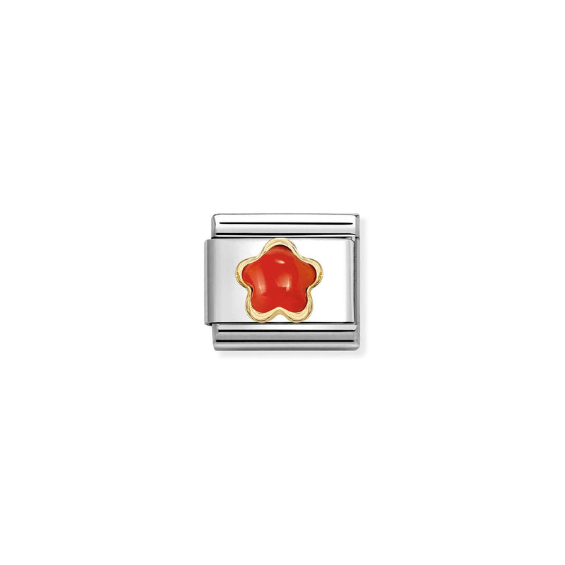 Composable Classic Red Coral Flower Link - Gold - 030522/11