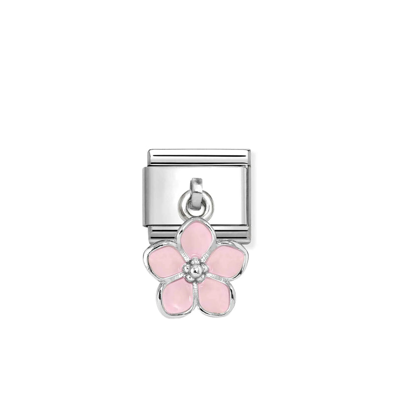 Composable Classic Pink Flower Pendant Link - Silver - 331805/23