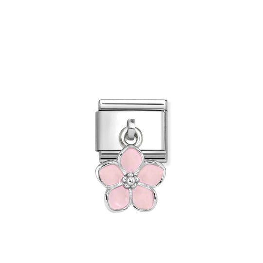 Composable Classic Pink Flower Pendant Link - Silver - 331805/23