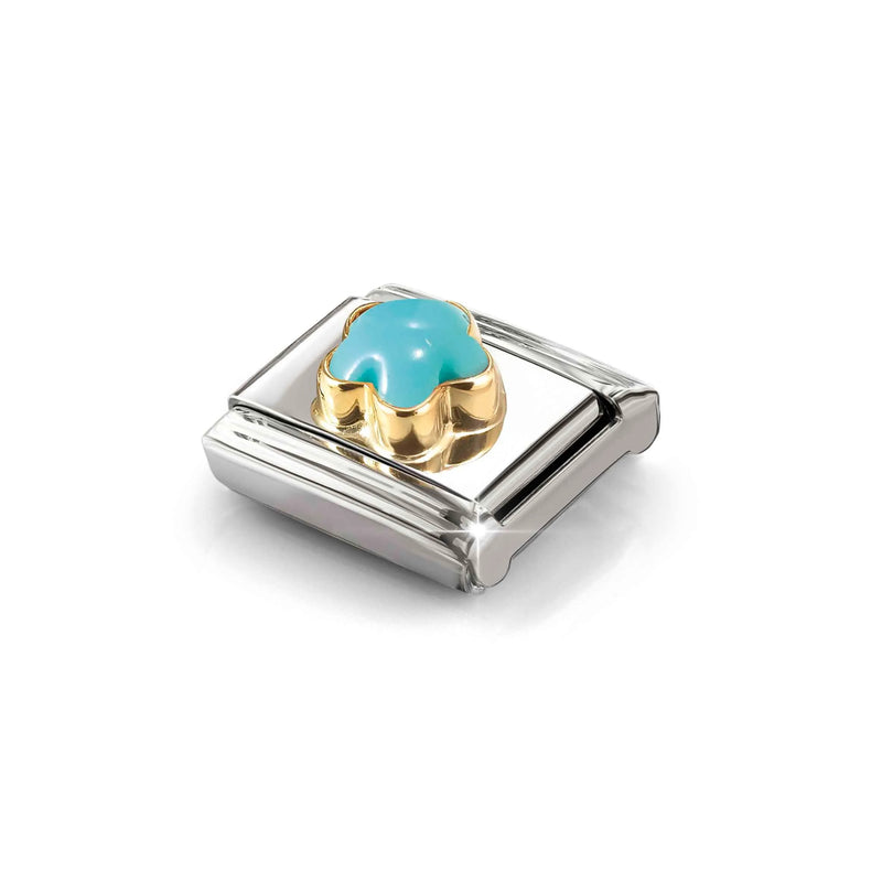 Composable Classic Turquoise Flower Link - Gold - 030522/06