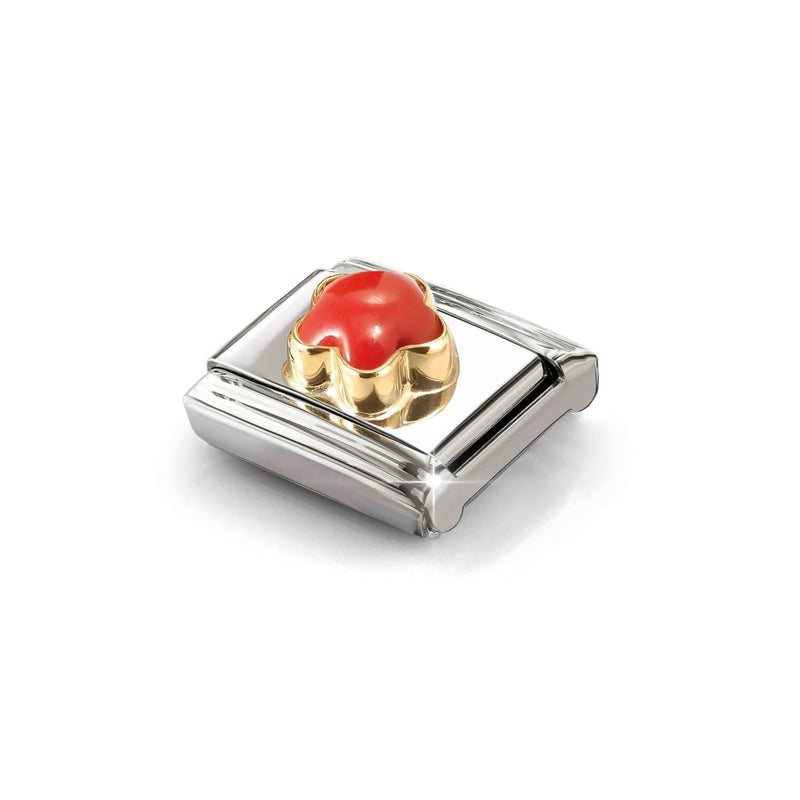 Composable Classic Red Coral Flower Link - Gold - 030522/11