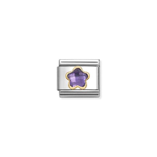 Composable Classic Purple CZ Flower Link - Gold - 030615/001