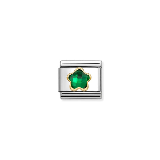 Composable Classic Green CZ Flower Link - Gold - 030615/004