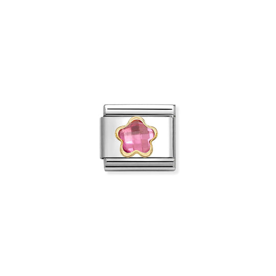 Composable Classic Dark Pink CZ Flower Link - Gold - 030615/043