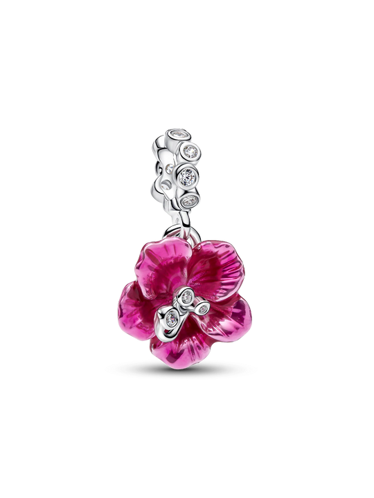 Hibiscus Dangle Charm - Sterling Silver