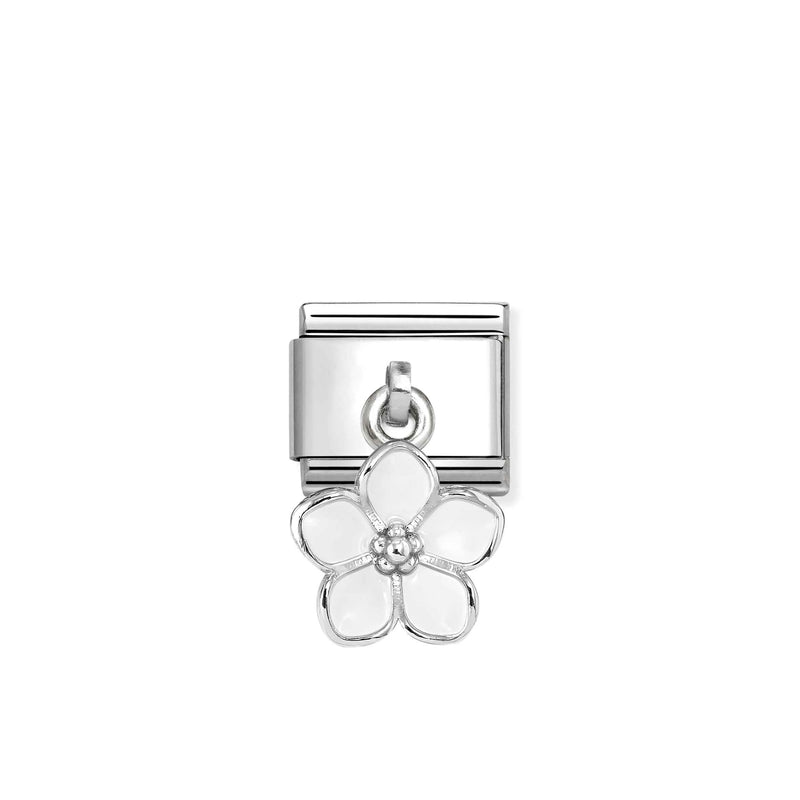 Composable Classic White Flower Pendant Link - Silver - 331805/22