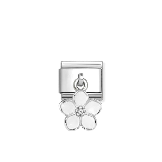 Composable Classic White Flower Pendant Link - Silver - 331805/22