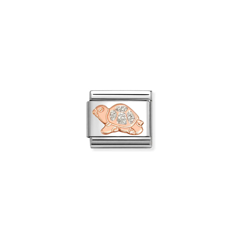 Composable Classic Glitter Turtle Link - Rose Gold - 430205/34