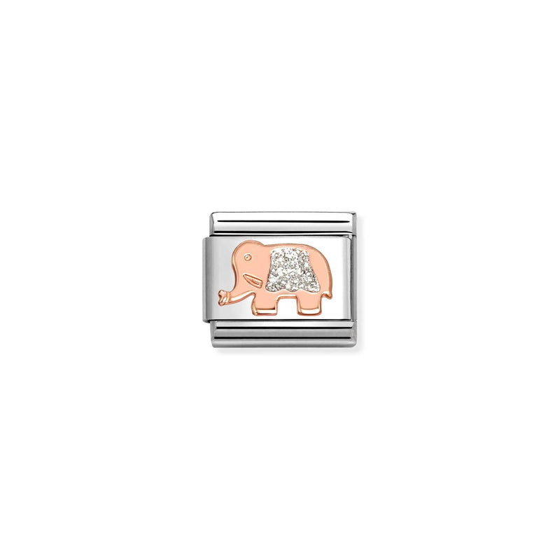 Composable Classic Glitter Elephant Link - Rose Gold - 430205/36