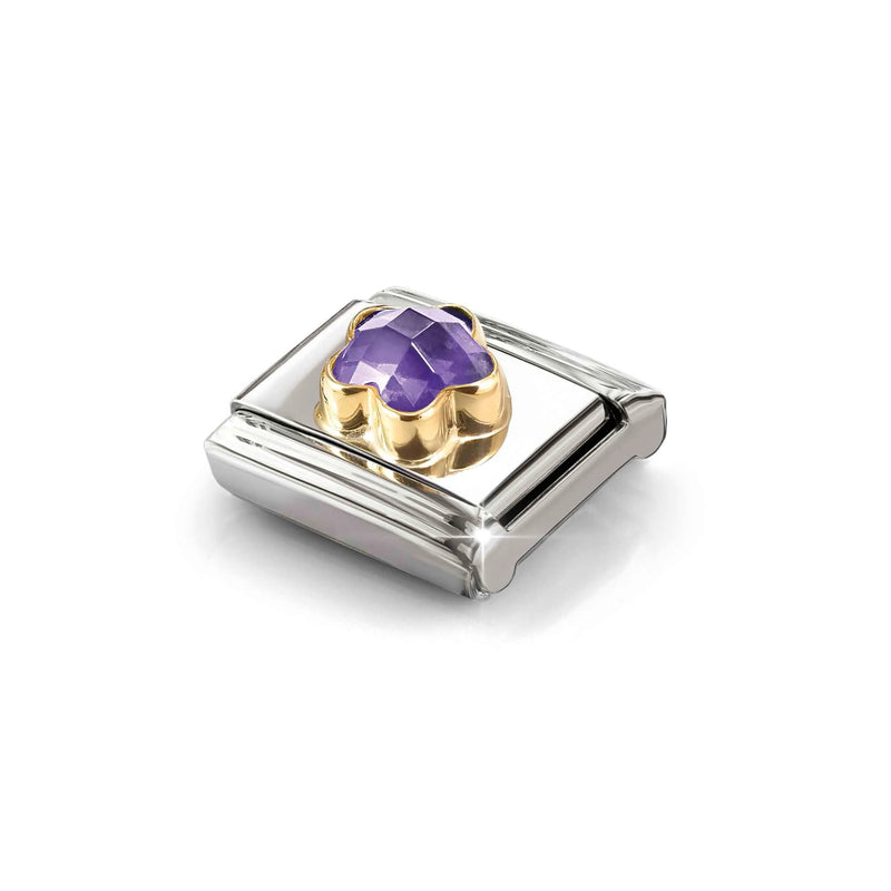 Composable Classic Purple CZ Flower Link - Gold - 030615/001