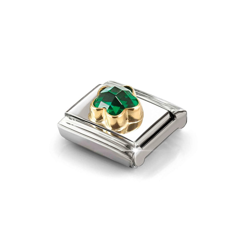 Composable Classic Green CZ Flower Link - Gold - 030615/004