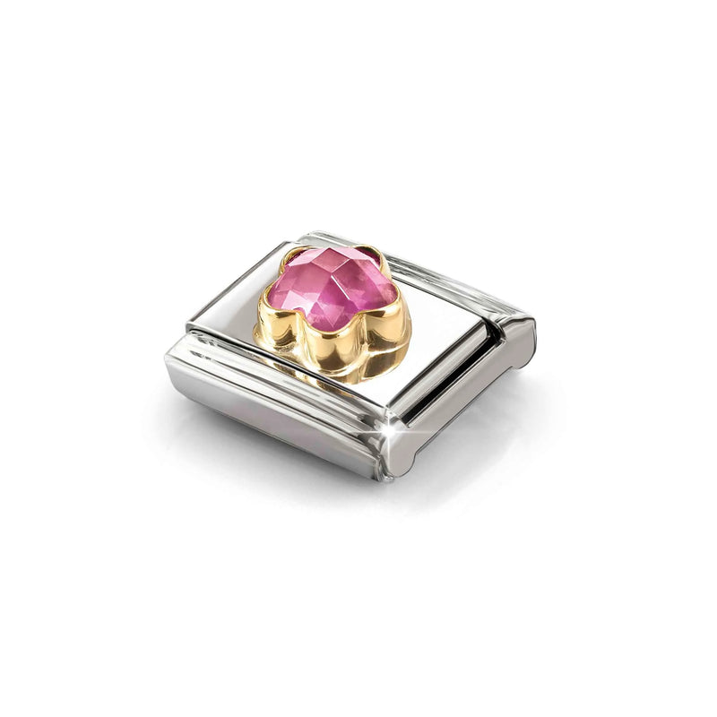 Composable Classic Dark Pink CZ Flower Link - Gold - 030615/043
