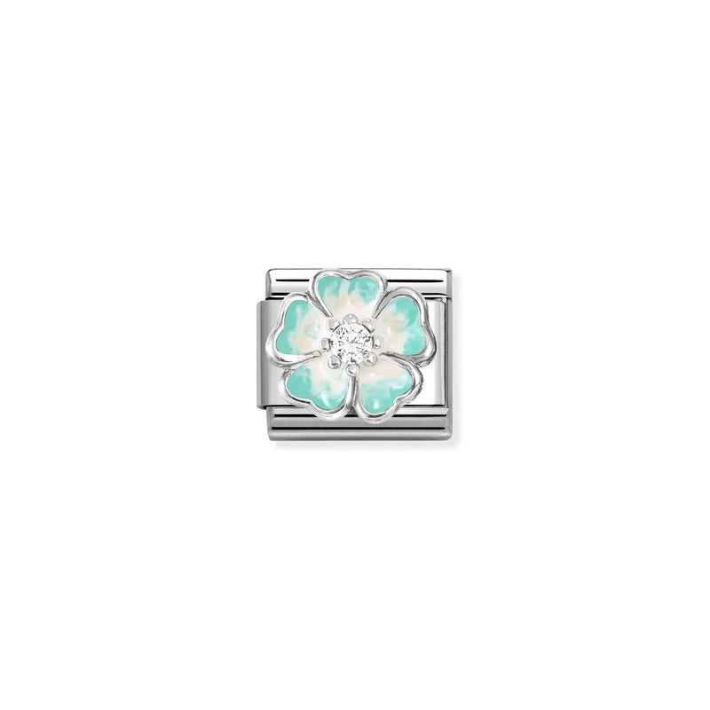 Composable Classic Green Fade Flower Link - Silver - 330321/18