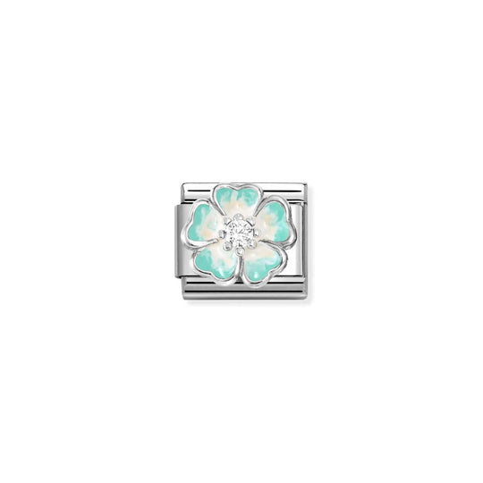 Composable Classic Green Fade Flower Link - Silver - 330321/18