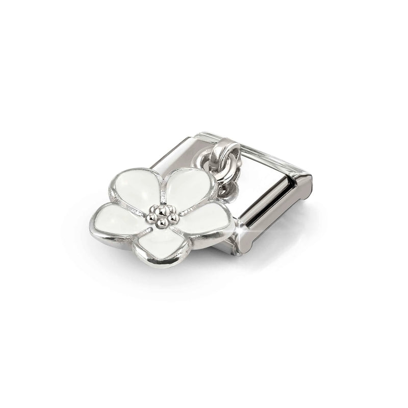 Composable Classic White Flower Pendant Link - Silver - 331805/22