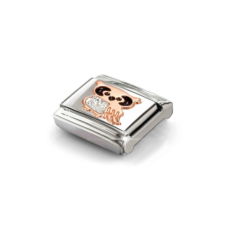 Composable Classic Glitter Owl Link - Rose Gold - 430205/38